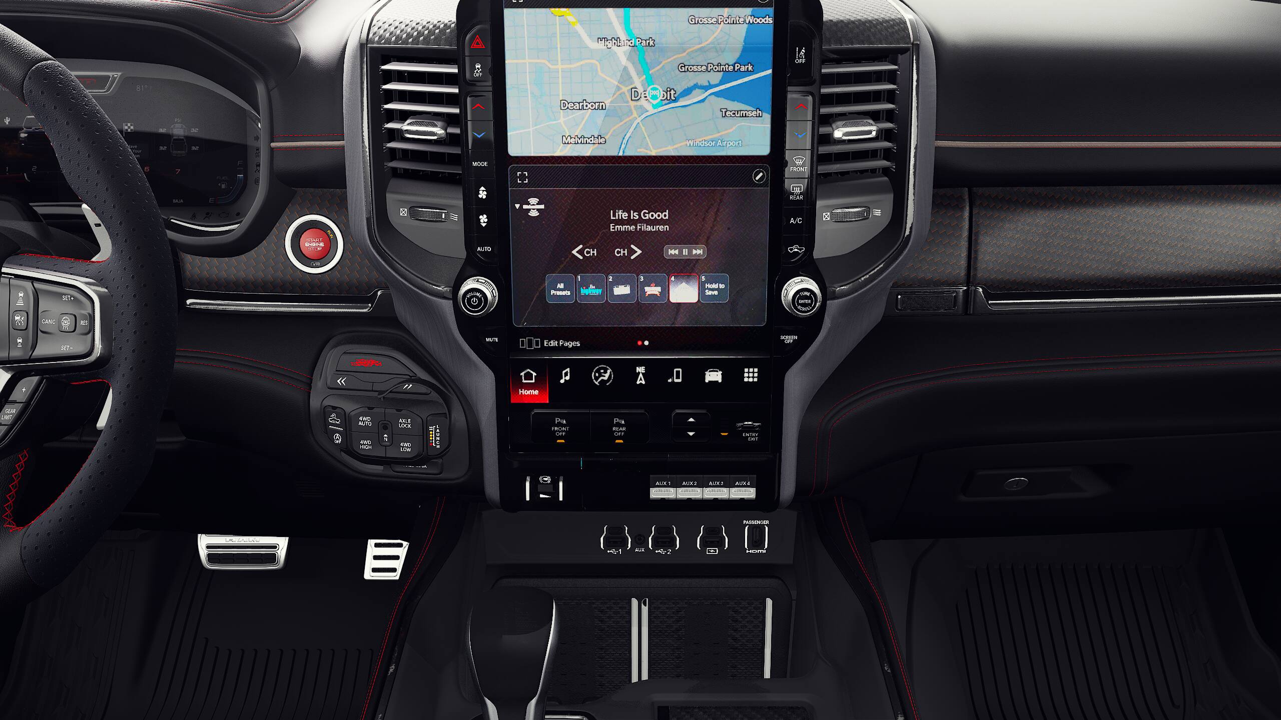 Ram 1500 RHO dashboard and touchscreen