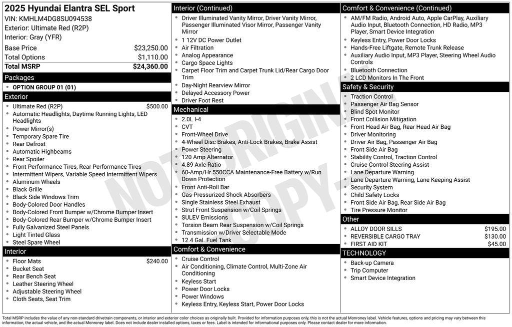 New 2025 Hyundai Elantra SEL Sport Sedan