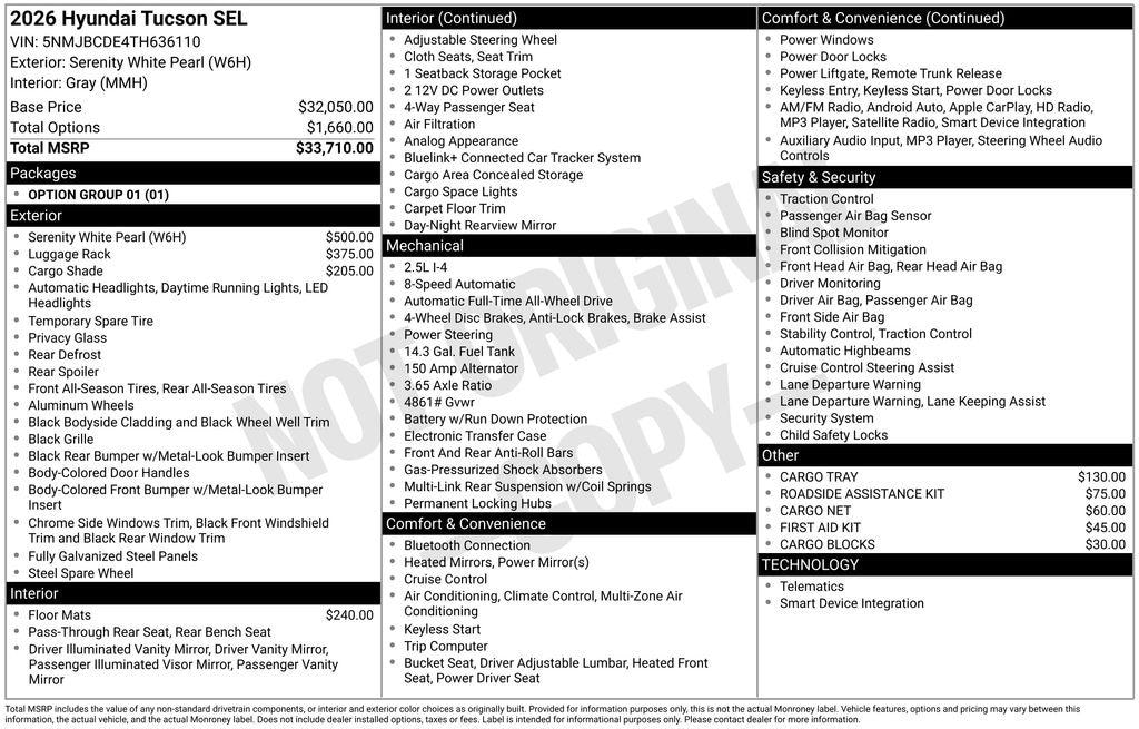 New 2026 Hyundai Tucson SEL AWD SUV