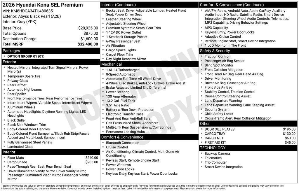 New 2026 Hyundai Kona SEL Premium AWD SUV