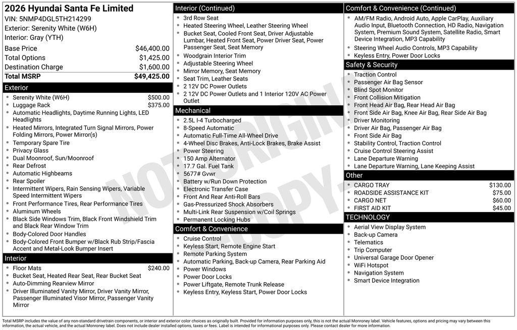 New 2026 Hyundai Santa Fe Limited AWD SUV