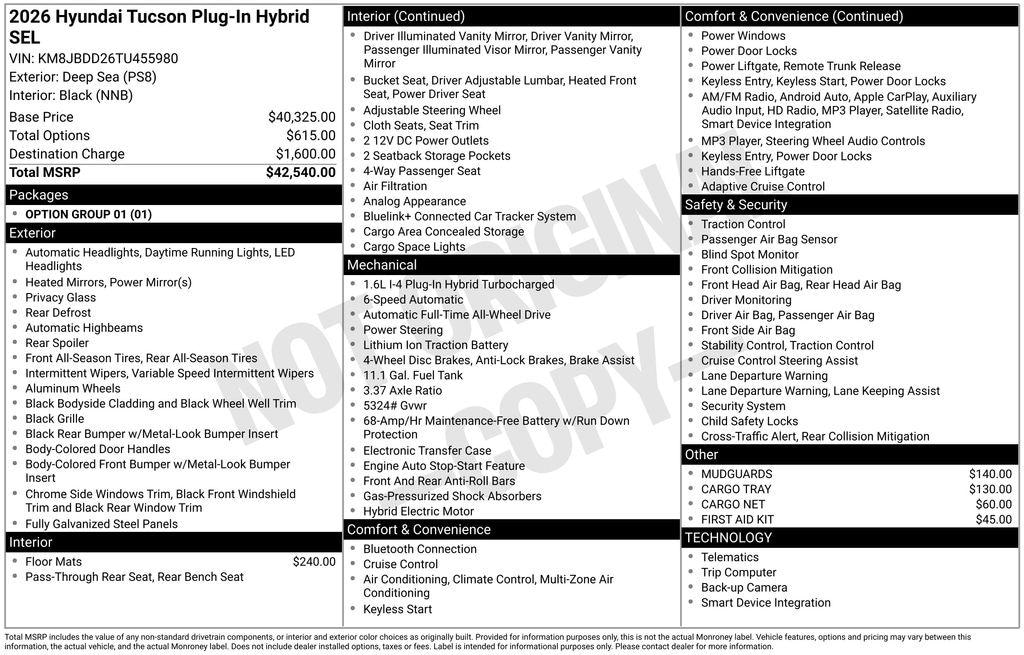 New 2026 Hyundai Tucson Plug-In Hybrid SEL SUV