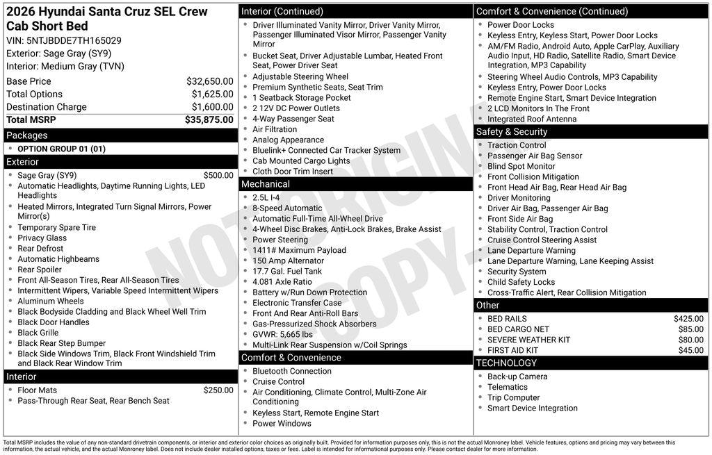 New 2026 Hyundai Santa Cruz SEL AWD Truck Crew Cab