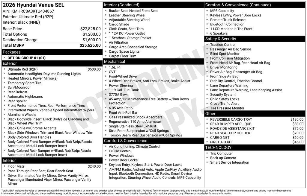 New 2026 Hyundai Venue SEL SUV