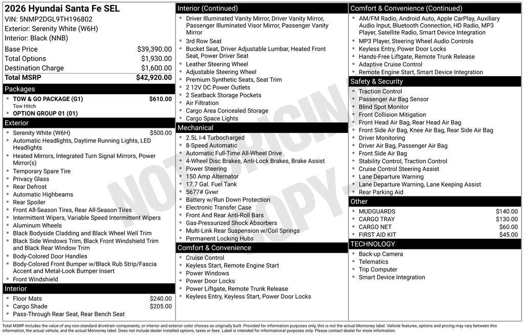 New 2026 Hyundai Santa Fe SEL AWD SUV