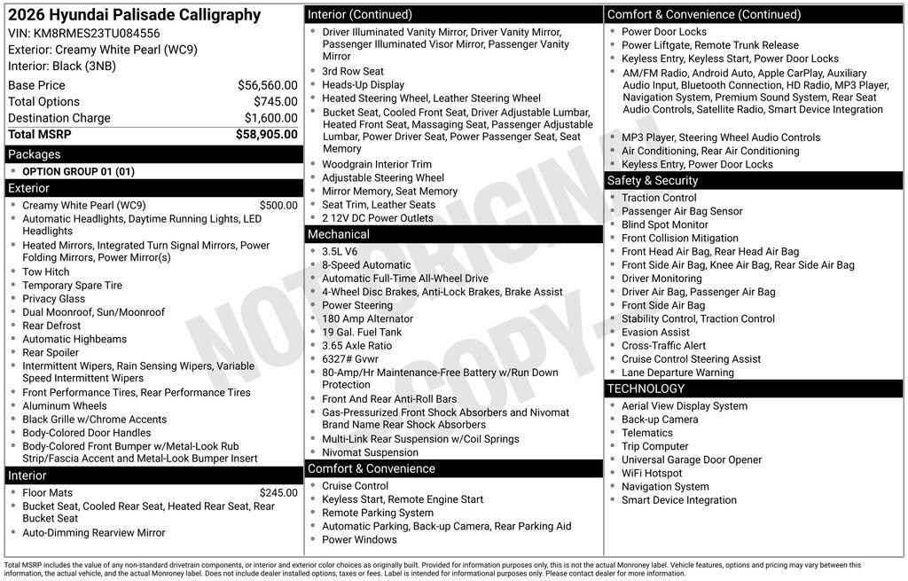 New 2026 Hyundai Palisade Calligraphy AWD SUV