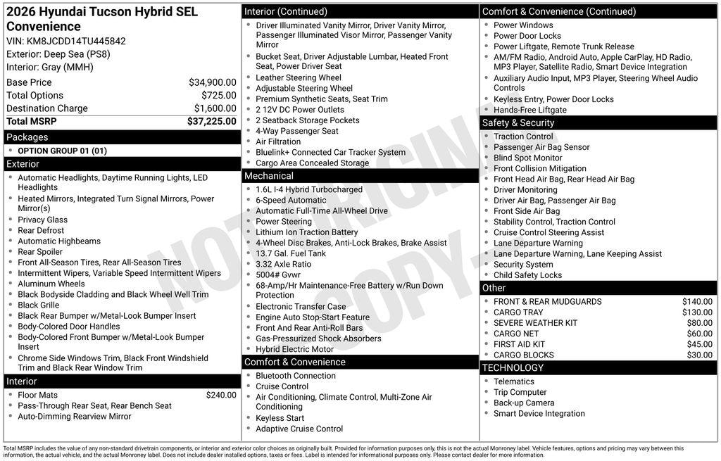 New 2026 Hyundai Tucson Hybrid SEL Convenience SUV