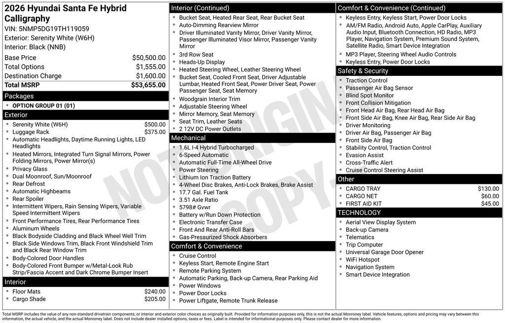 New 2026 Hyundai Santa Fe Hybrid Calligraphy SUV