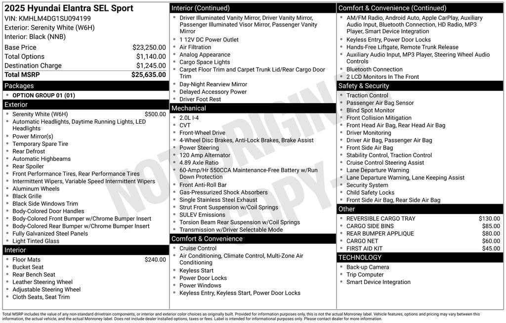 New 2025 Hyundai Elantra SEL Sport Sedan