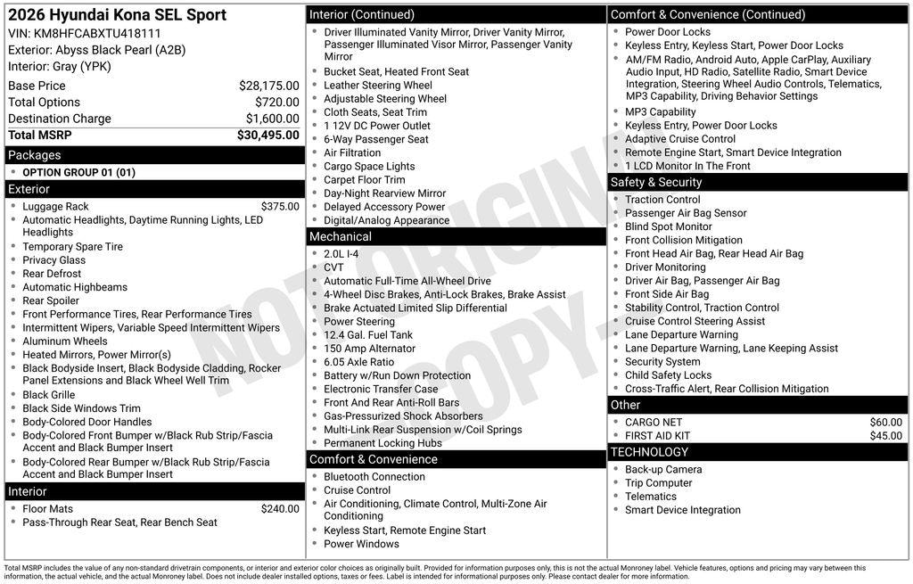 New 2026 Hyundai Kona SEL Sport AWD SUV