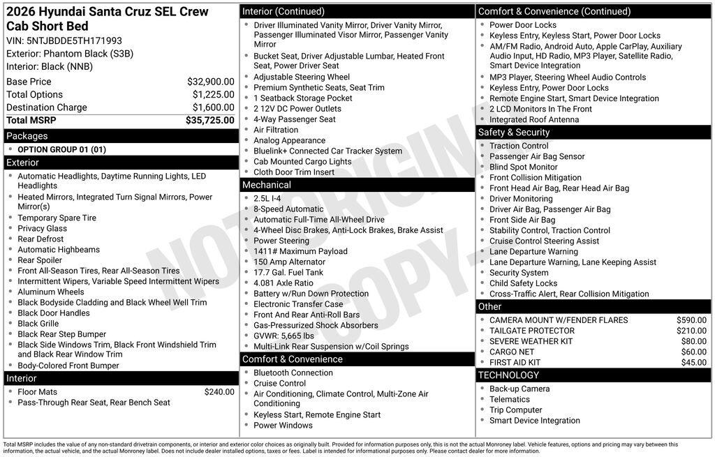 New 2026 Hyundai Santa Cruz SEL AWD Truck Crew Cab