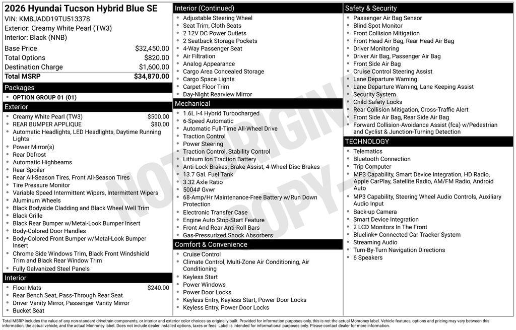 New 2026 Hyundai Tucson Hybrid Blue SUV