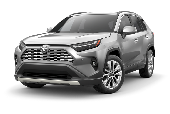 The Best Toyota Vehicles for College Grads at Haddad Toyota in Pittsfield, MA | Front profile of a silver 2023 Toyota RAV4