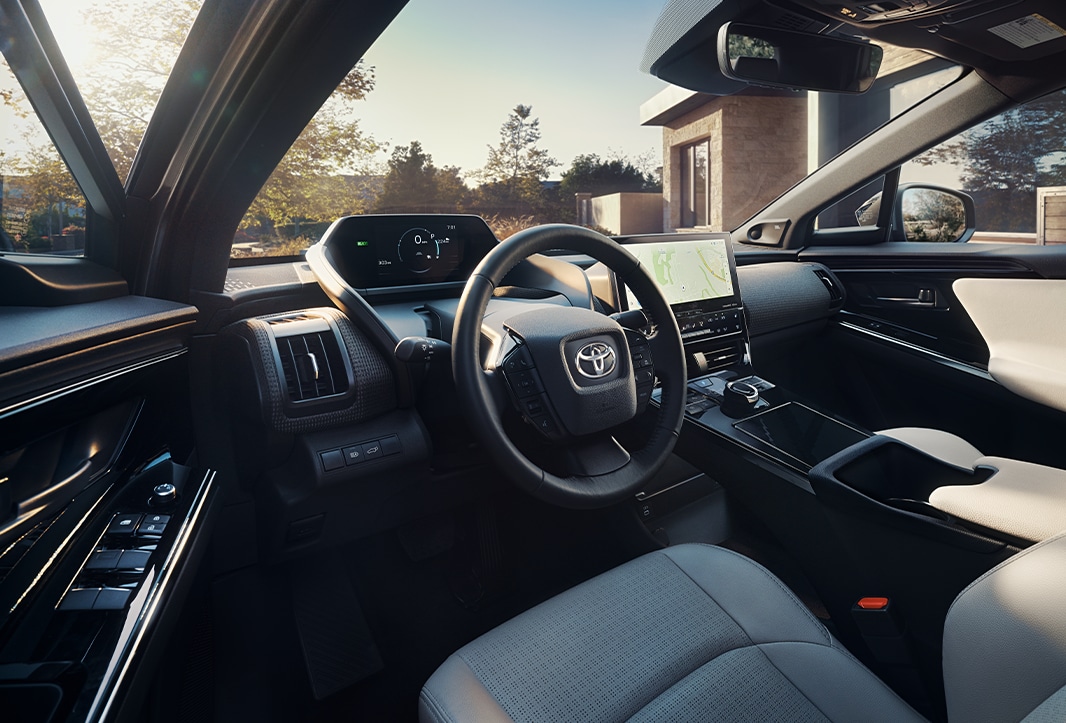 The All-New 2023 Toyota BZ4X at Haddad Toyota in Pittsfield, MA | Interior of a new 2023 Toyota BZ4X