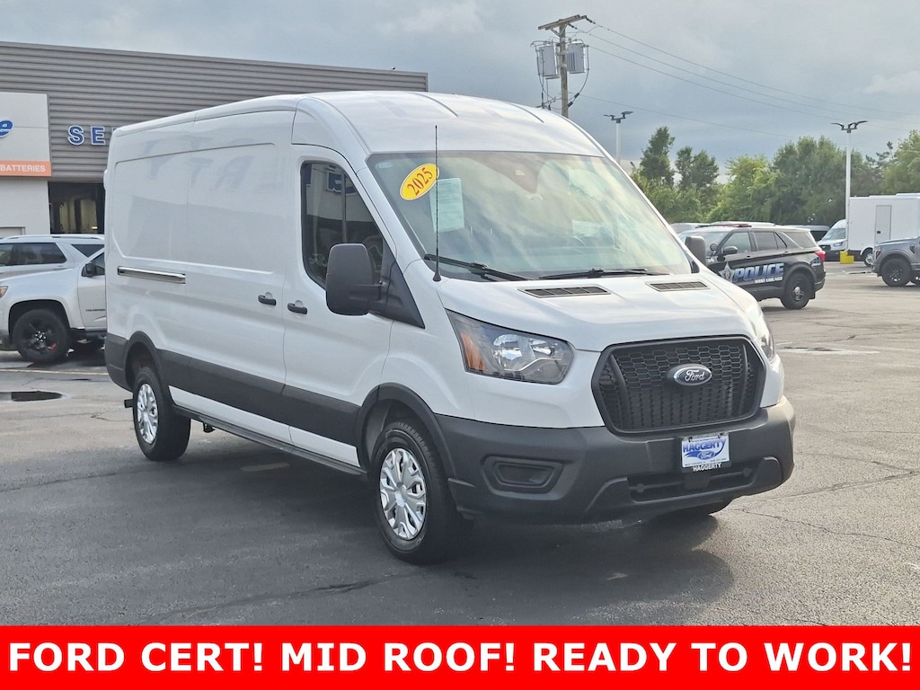 Certified 2025 Ford Transit Cargo Van T-250 148 Med Rf 9070 GVWR RWD Full-size Cargo Van