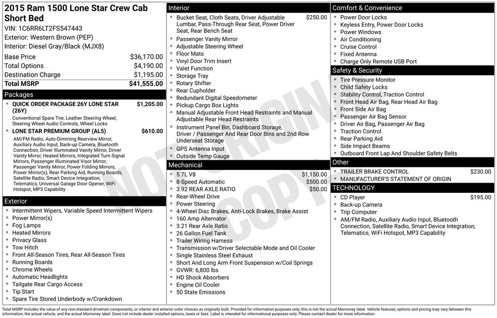 2015 RAM Ram 1500 Pickup Big Horn/Lone Star