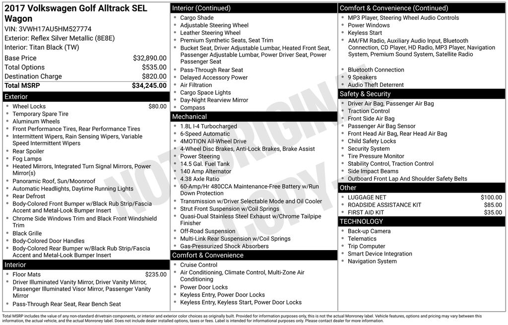 2017 Volkswagen Golf Alltrack Alltrack SEL
