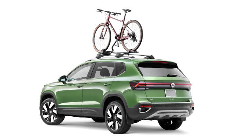 2025 Volkswagen Taos with bike on top
