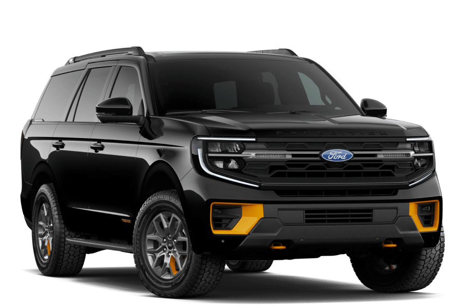 2027 Ford Expedition® Tremor® in Agate Black Metallic in three quarter angle.