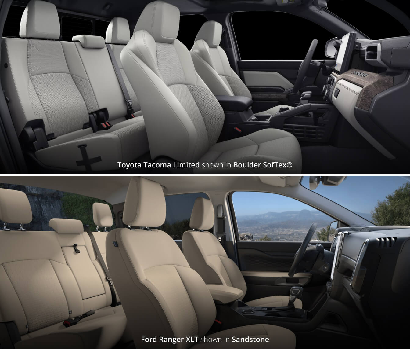 2025 Toyota Tacoma vs. 2025 Ford Ranger Interior & Cabin