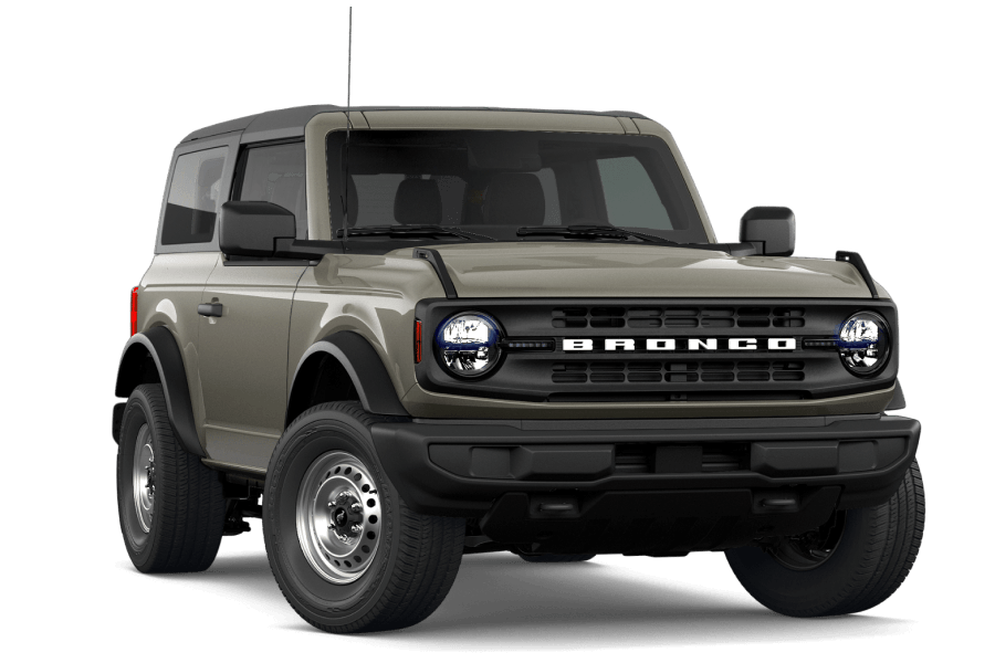 2026 Ford Bronco® Base in Marsh Gray in three quarter angle.