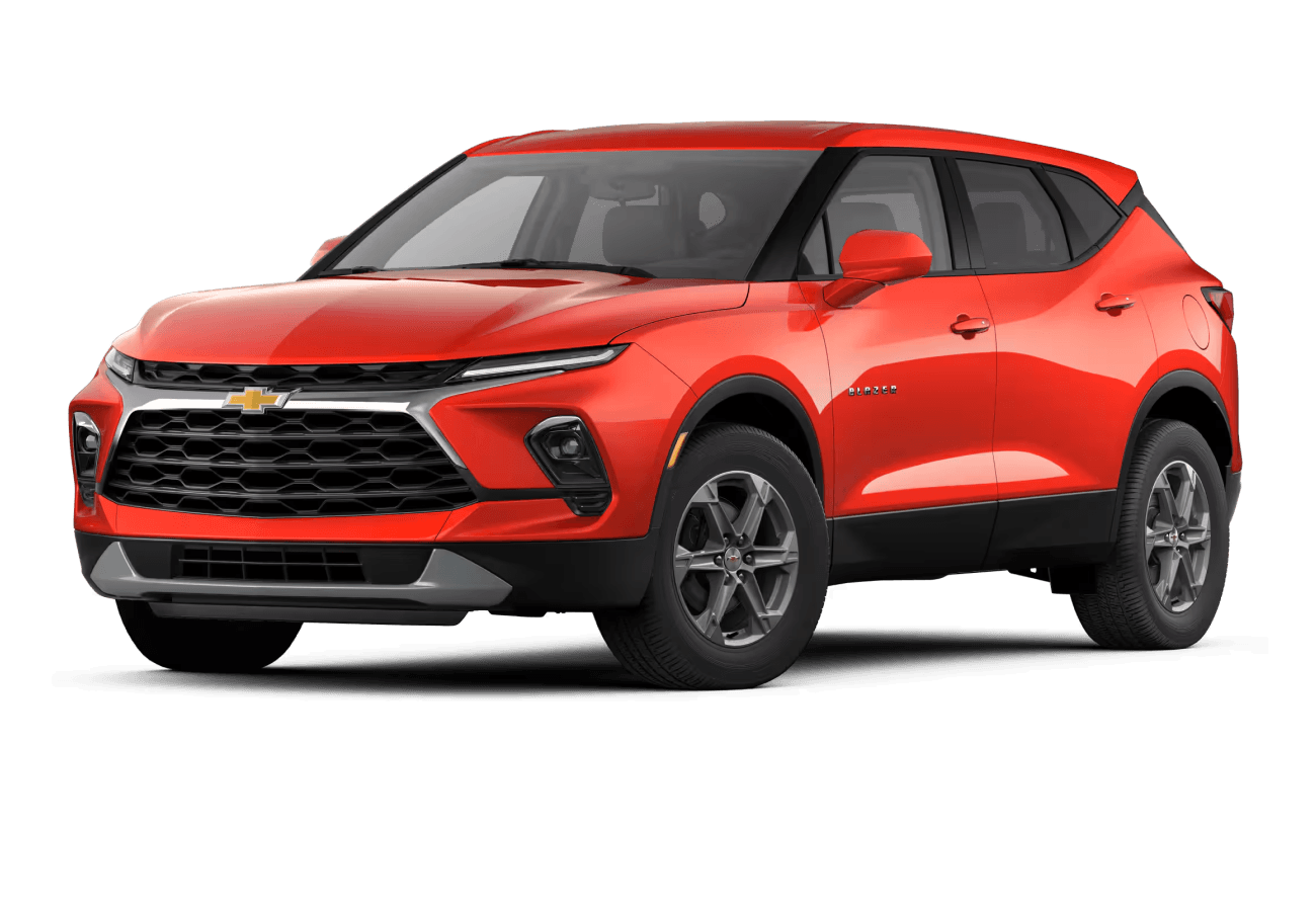 2026 Chevrolet Blazer 2LT in Habanero Orange in three quarter angle.