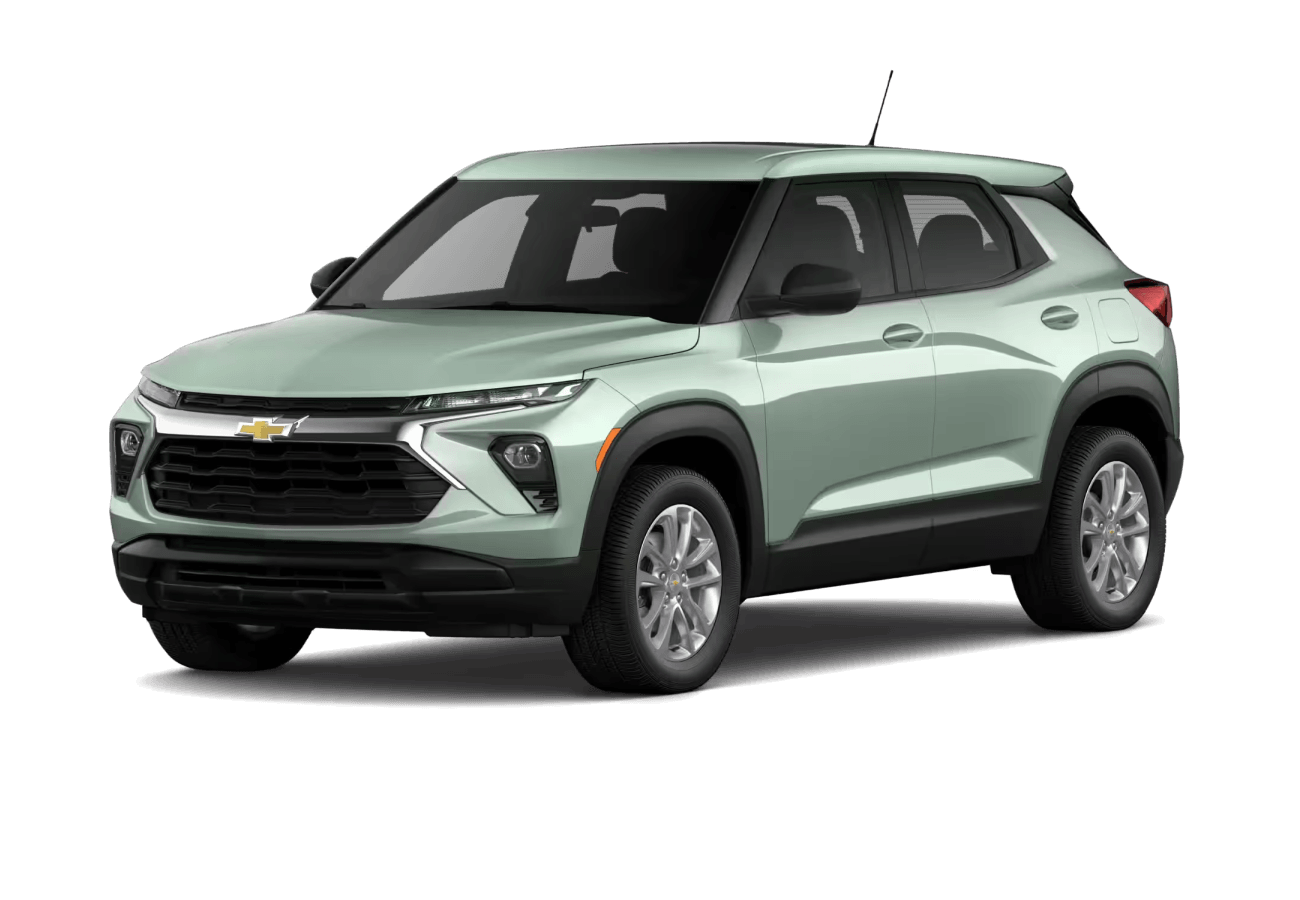 2026 Chevrolet Trailblazer LS in Cacti Green in three quarter angle.