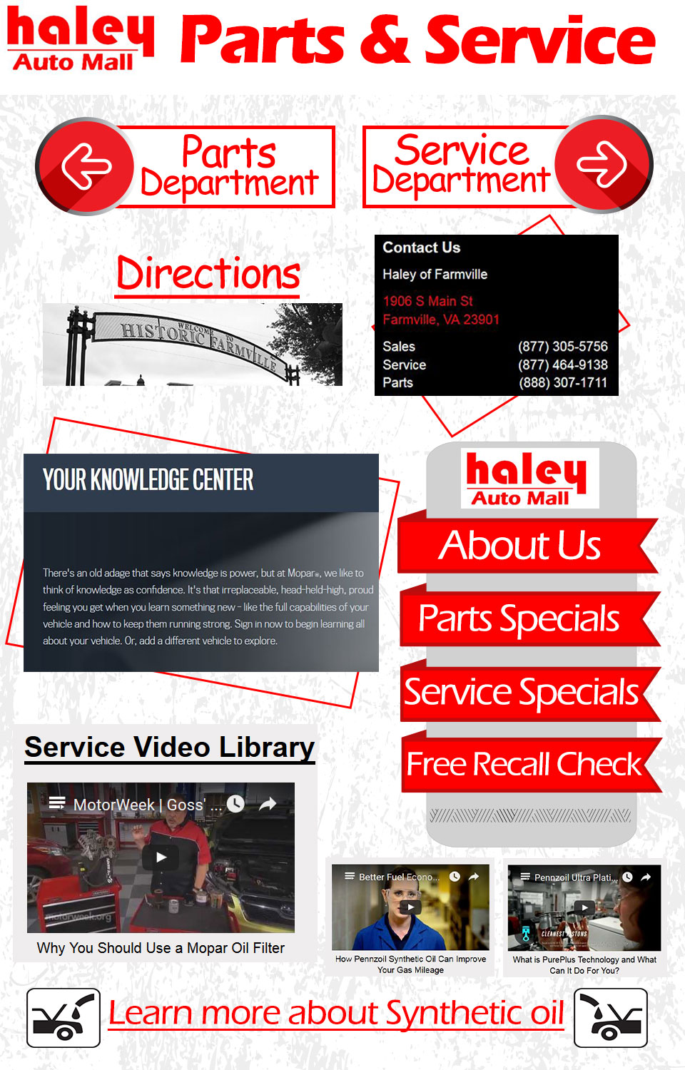 Haley Auto Mall Parts and Service Haley of Farmville Inc