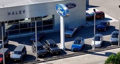 Haley Ford dealership building and Ford sign on Route 1 in Chester, VA