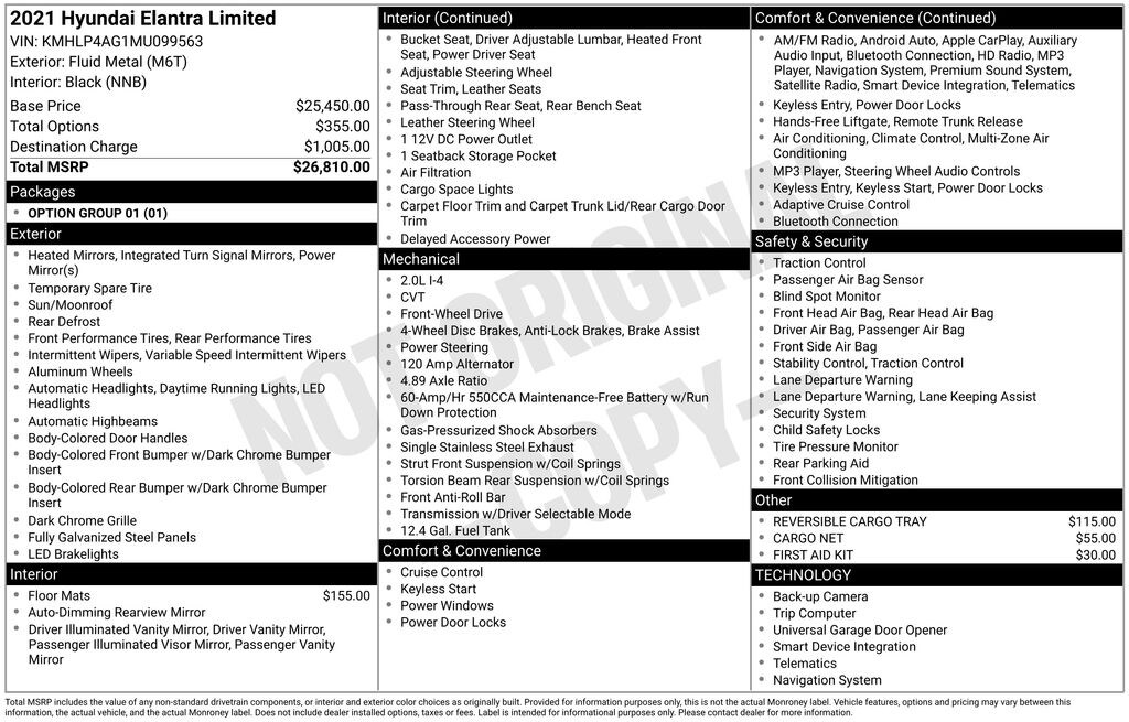 Used 2021 Hyundai Elantra Limited Sedan