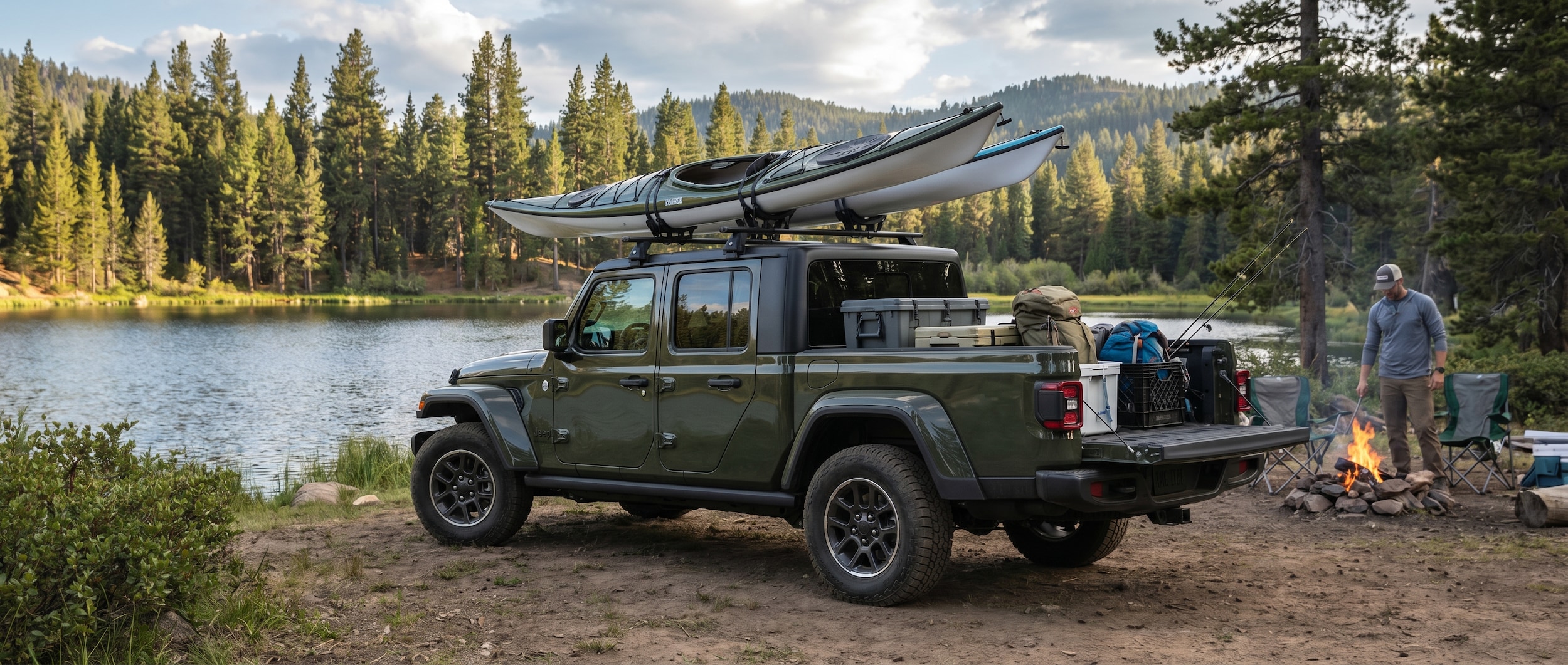 Jeep Gladiator with kayaks and camping gear Birmingham AL