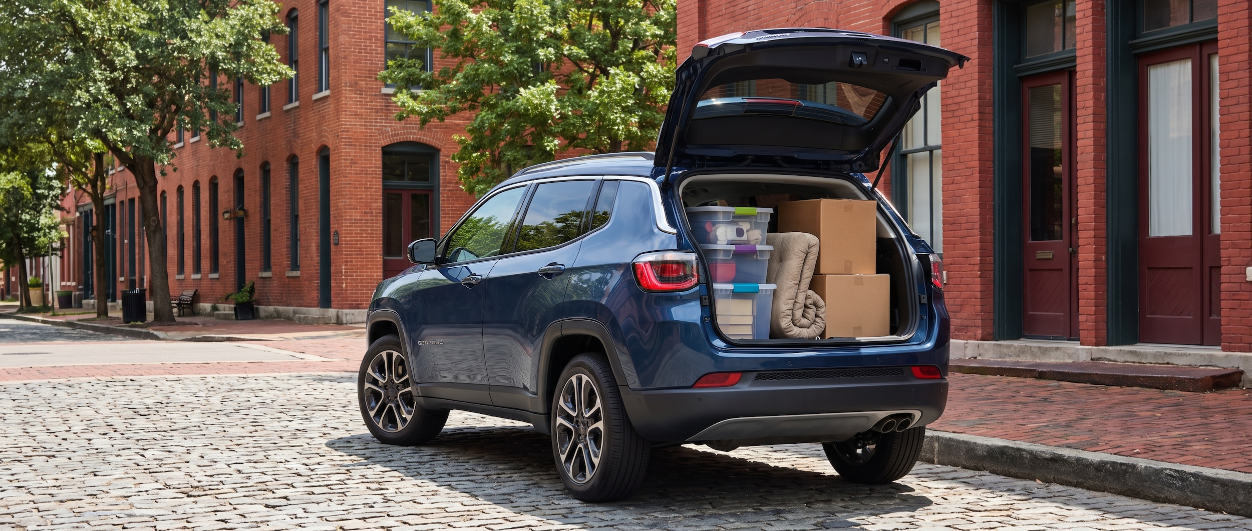 2026 Jeep Compass with liftgate open and dorm gear loaded, ready for UAB move-in day in Birmingham, AL