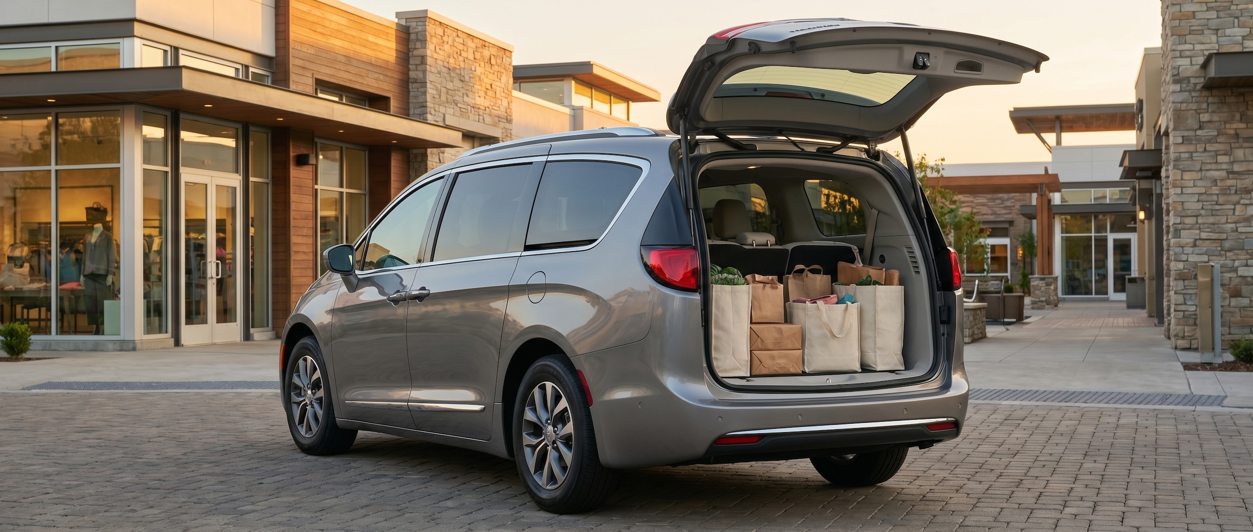 Chrysler Pacifica cargo area loaded with shopping bags Birmingham AL