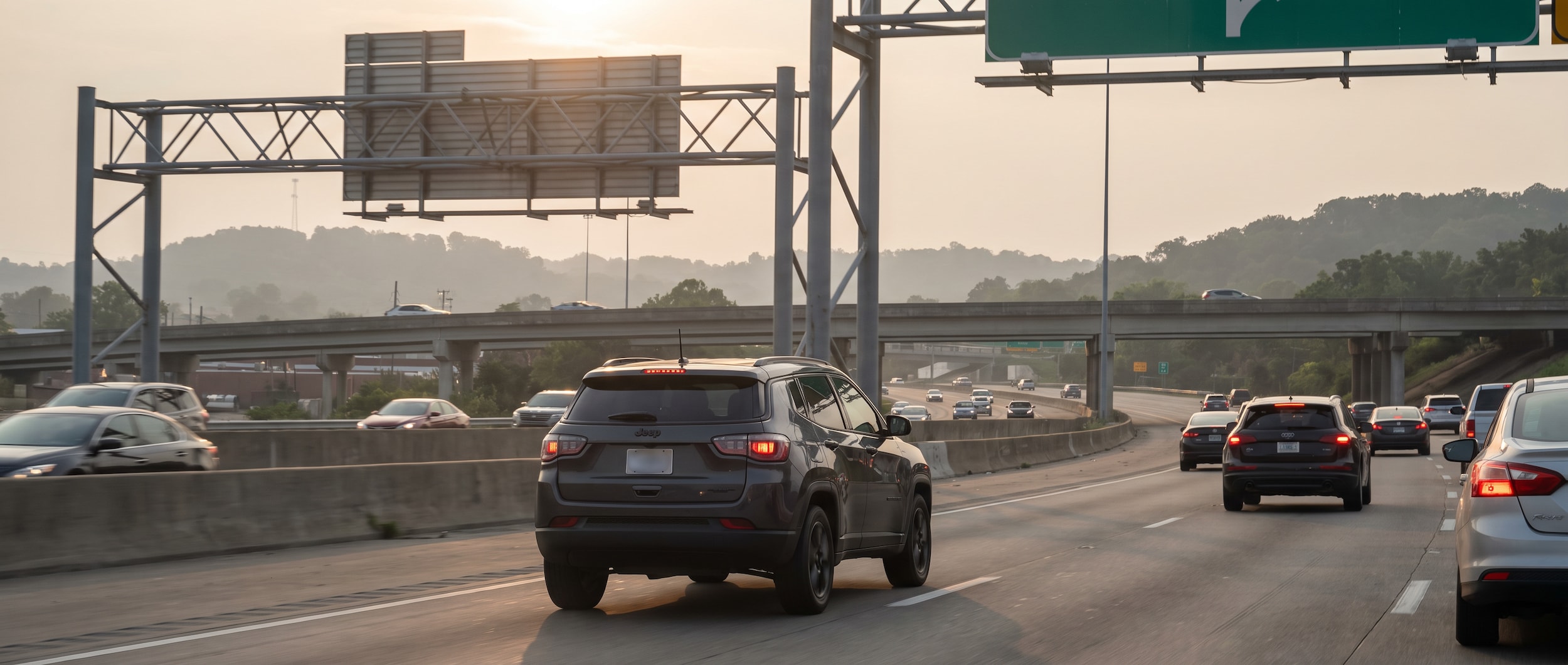 2026 Jeep Compass in Hoover Alabama stop-and-go August traffic on I-459 interchange