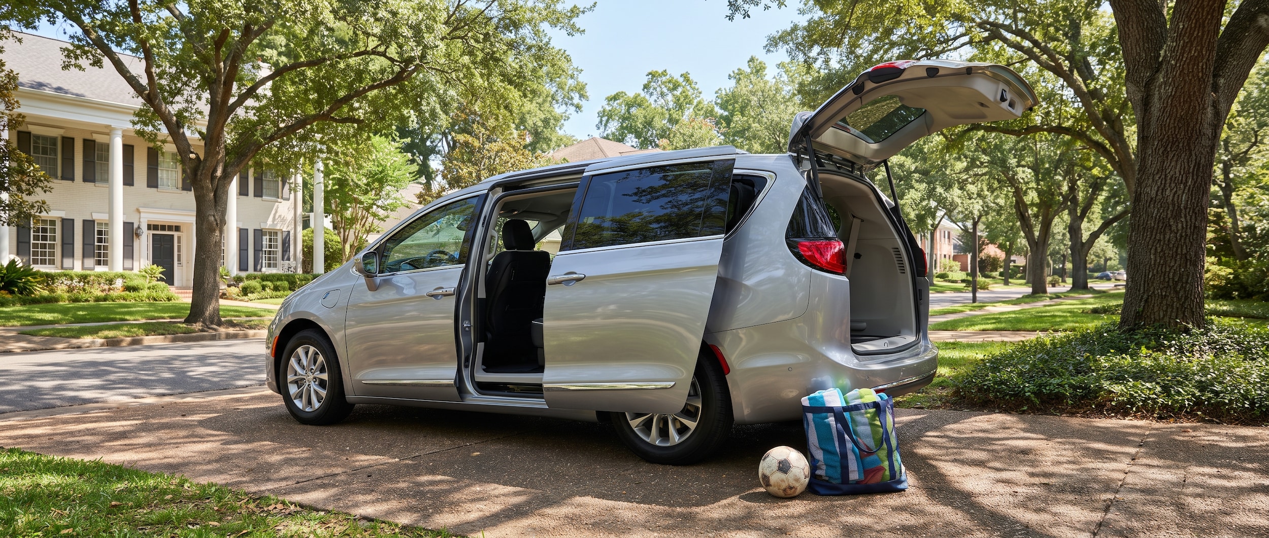 2026 Chrysler Pacifica minivan with sliding door open showing Stow 'n Go cargo floor, Mountain Brook Birmingham Alabama