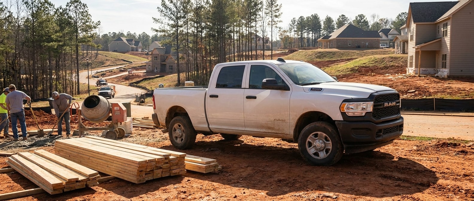2027 Ram 2500 Crew Cab at a residential construction site in McCalla, Alabama