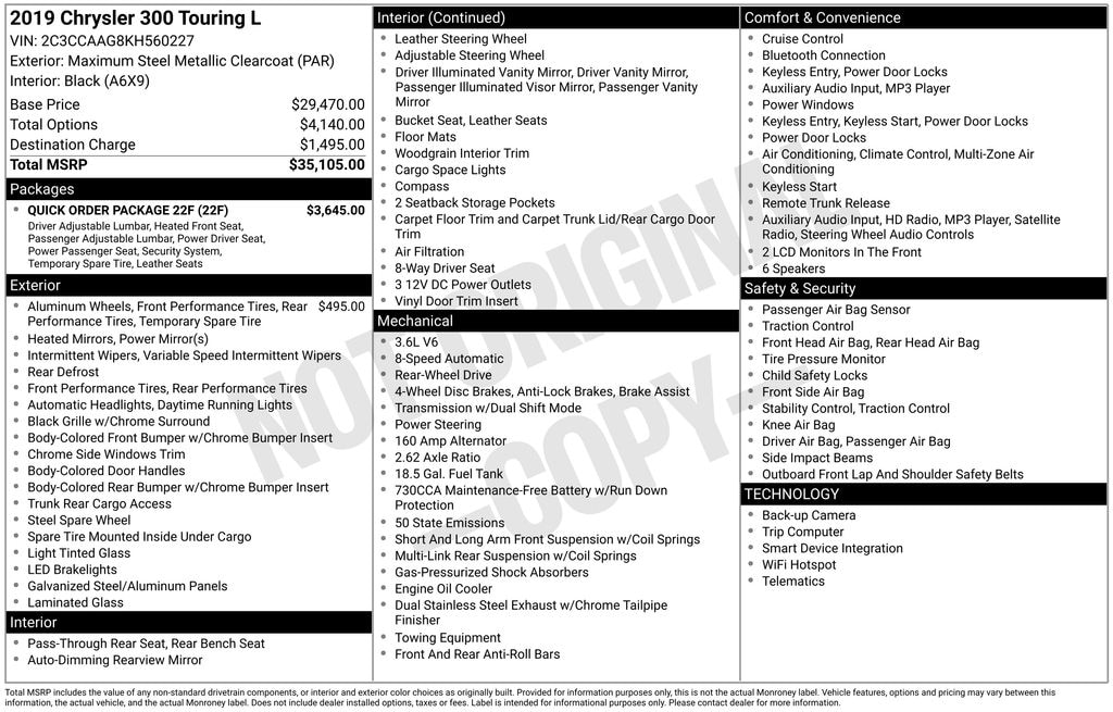 Used 2019 Chrysler 300 Touring Sedan