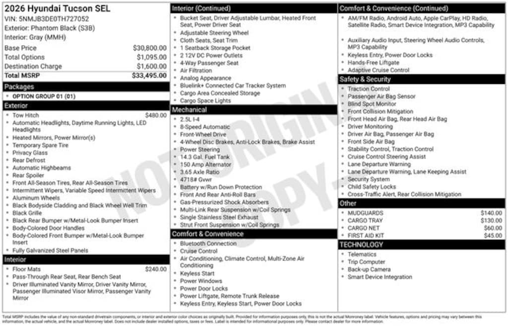 New 2026 Hyundai Tucson SEL FWD SUV