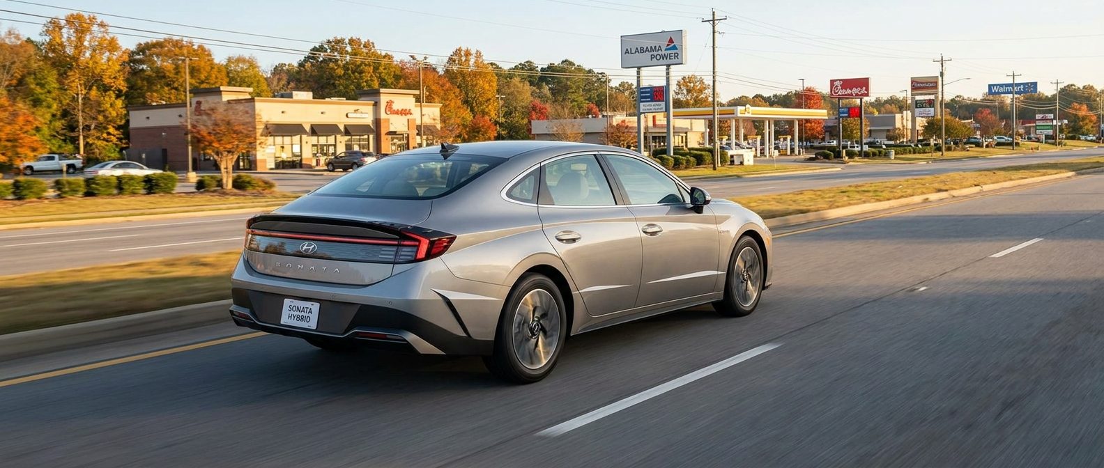 2026 Hyundai Sonata Hybrid driving on Highway 31 near Birmingham, Alabama