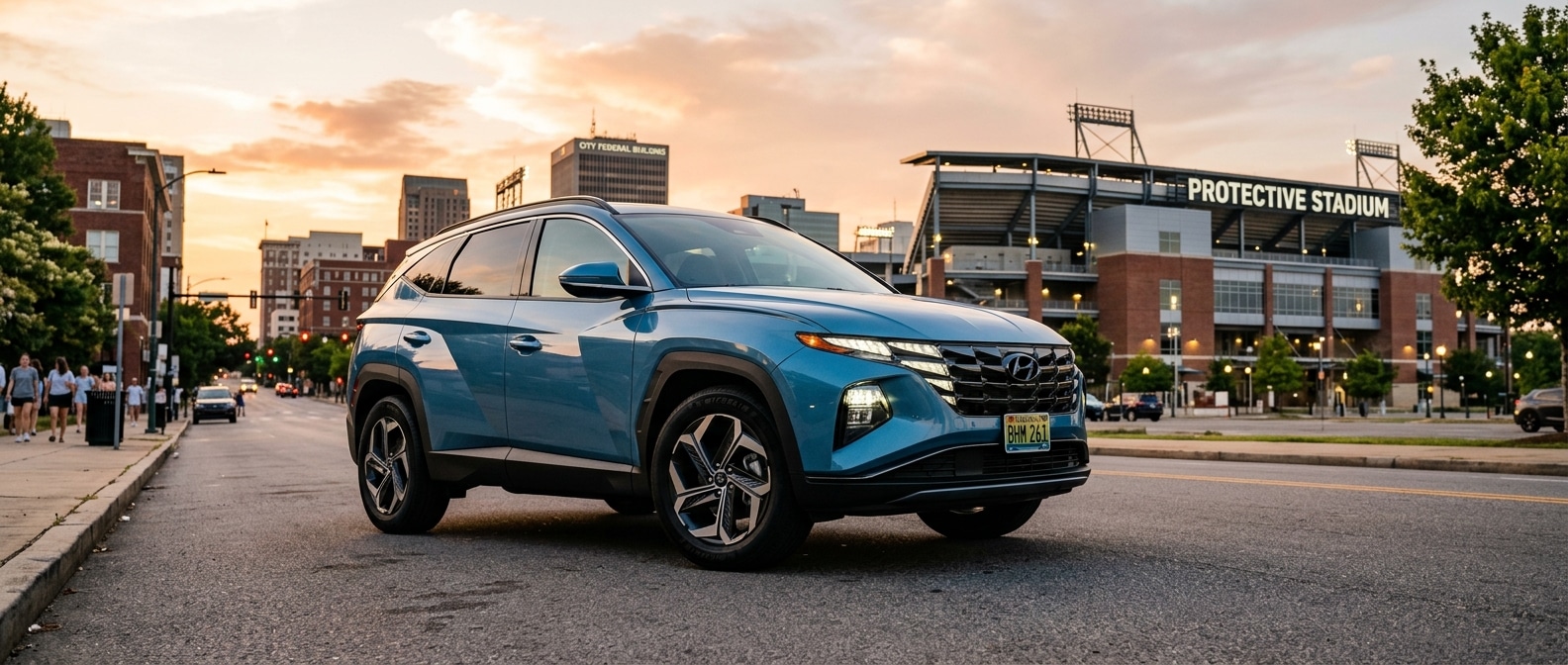 2026 Hyundai Tucson near Protective Stadium in downtown Birmingham Alabama before a football game