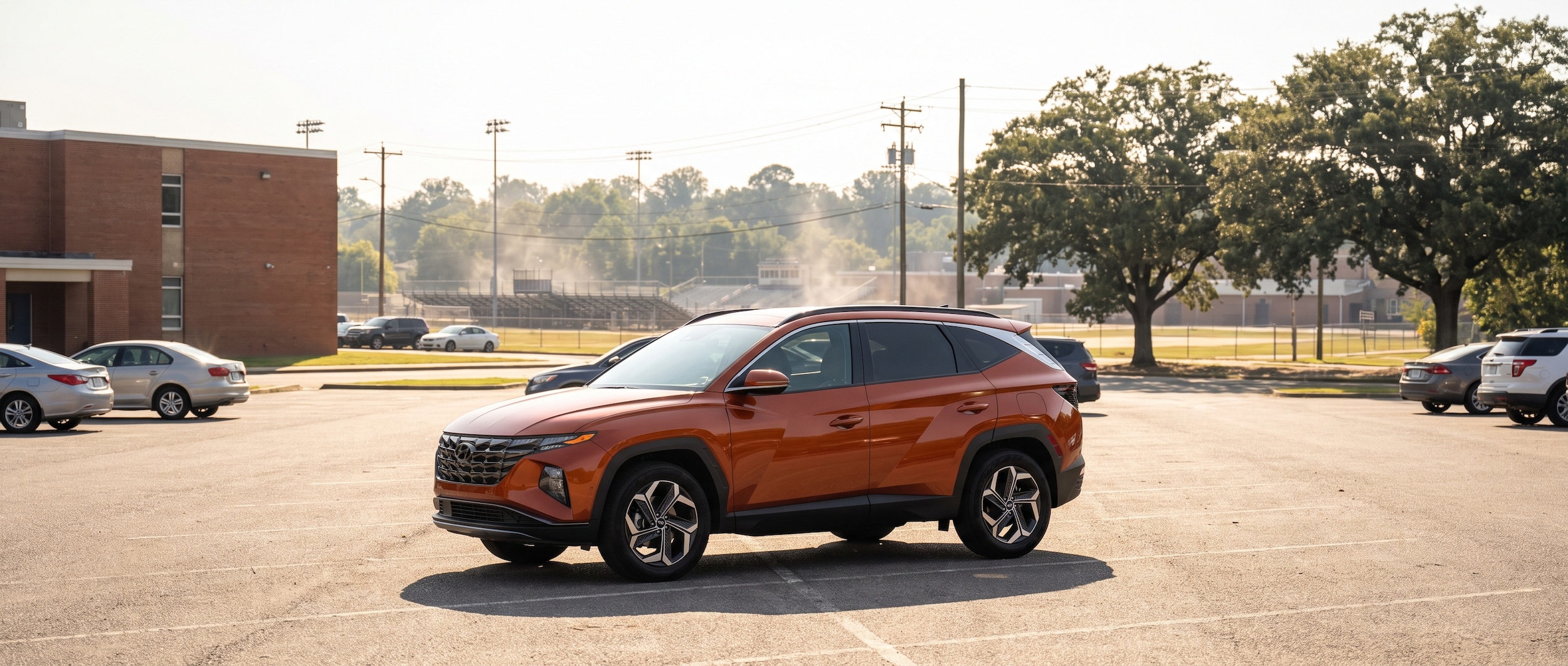 2026 Hyundai Tucson in Birmingham, AL school parking lot for back-to-school season