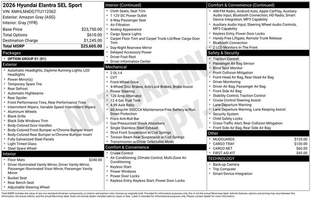 2026 Hyundai Elantra 2.0 SEL Sport IVT's photo