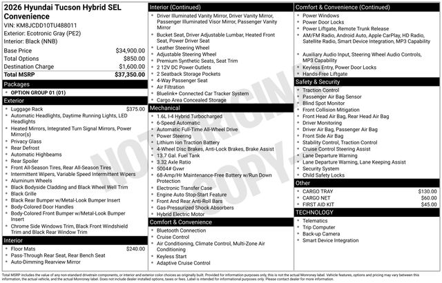 2026 Hyundai Tucson SEL Convenience HEV AWD's photo