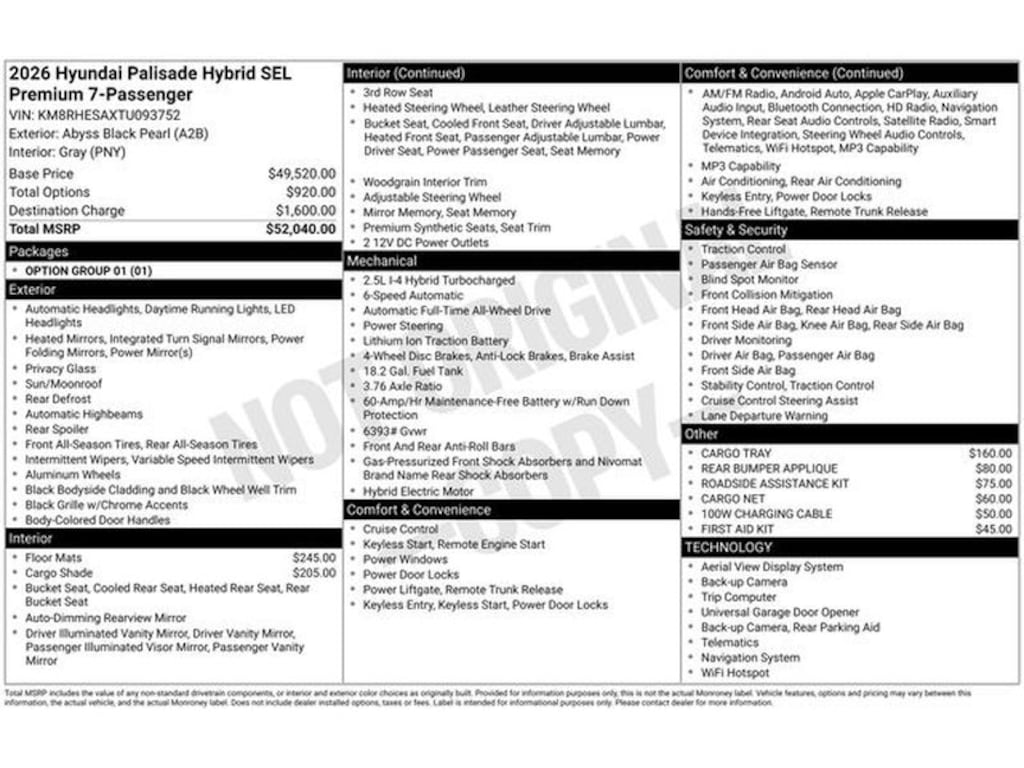 New 2026 Hyundai Palisade Hybrid SEL Premium 7P Sport Utility