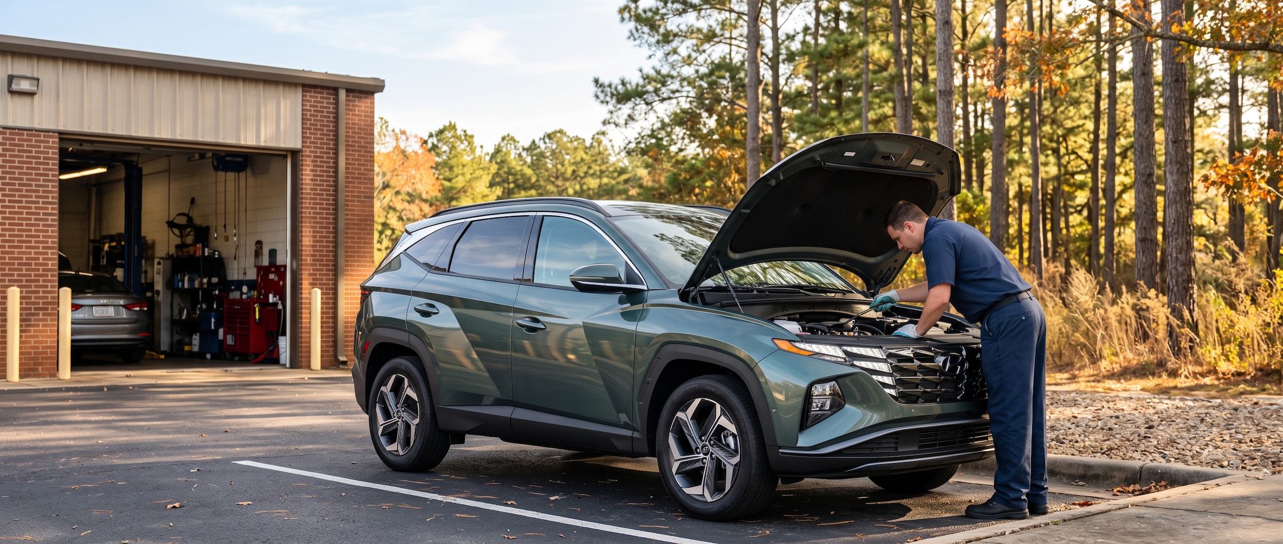 2026 Hyundai Tucson fall maintenance service check at Flowood Mississippi dealership October morning