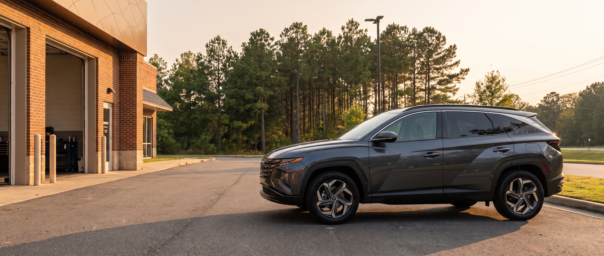 2026 Hyundai Tucson at a Ridgeland MS dealership service drive on a warm October afternoon