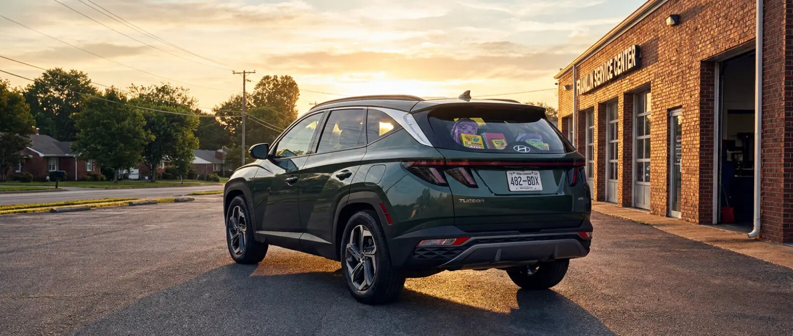 2026 Hyundai Tucson outside a Hyundai service center near Goodlettsville TN for back-to-school maintenance
