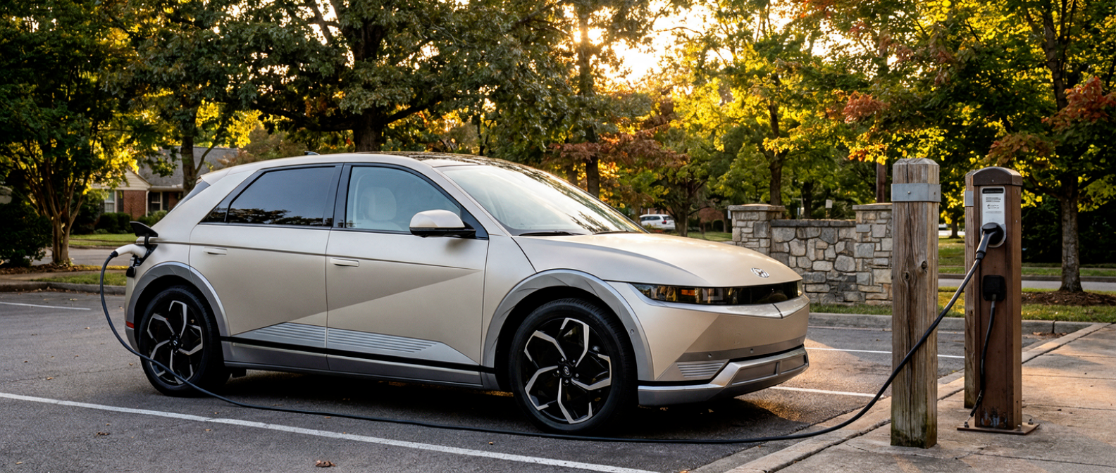 2026 Hyundai IONIQ 5 plugged into a Level 2 home charging station in Hendersonville, Tennessee