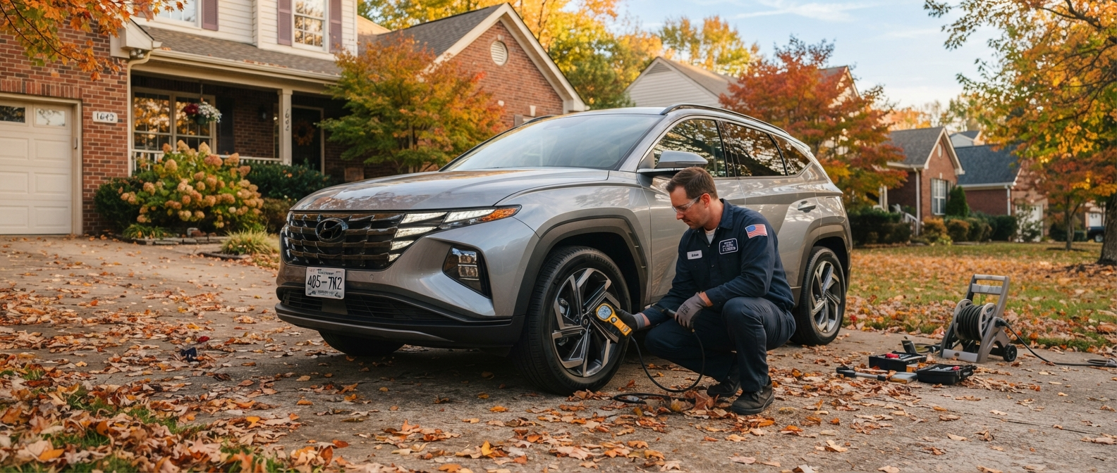 2026 Hyundai Tucson in a Hendersonville TN driveway during fall maintenance check