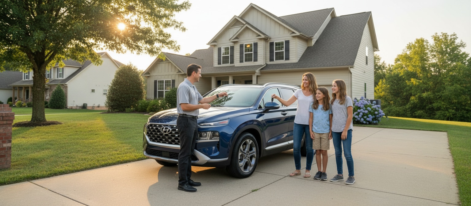 Hyundai SUV delivered to a family home in Hendersonville, TN Ã¢ÂÂ car home delivery service from Hendersonville Hyundai
